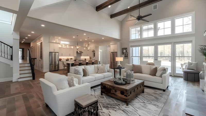 A beautiful main living area with an open floor plan