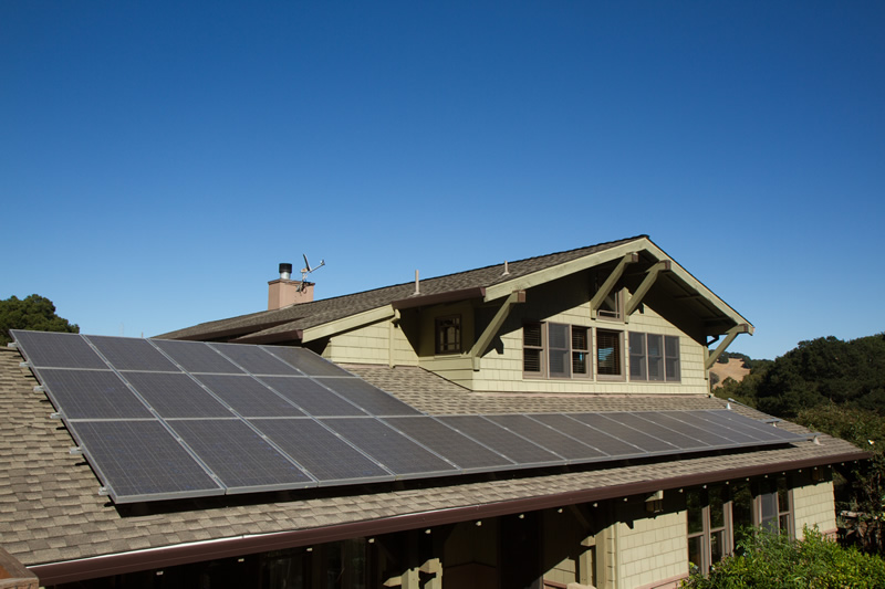 solar panels on a roof for a sustainable home